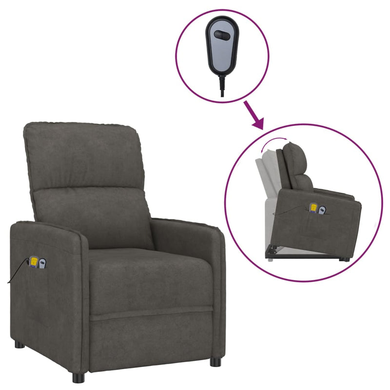 vidaXL Stand up Massage Chair Dark Grey Microfiber Fabric