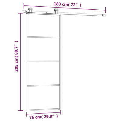 vidaXL Sliding Door with Hardware Set 76x205 cm ESG Glass&Aluminium