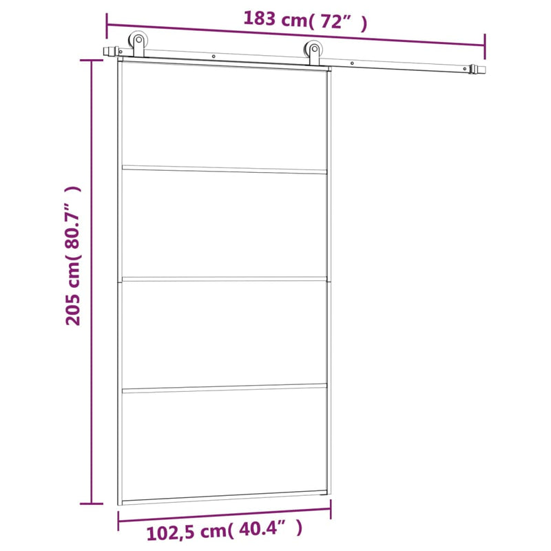 vidaXL Sliding Door with Hardware Set 76x205 cm ESG Glass&Aluminium