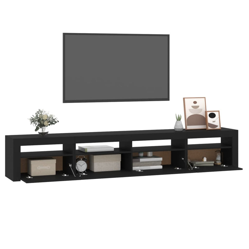 vidaXL TV Cabinet with LED Lights Black 240x35x40 cm