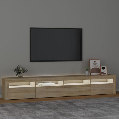 vidaXL TV Cabinet with LED Lights Black 240x35x40 cm