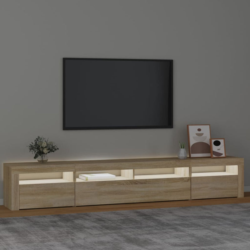 vidaXL TV Cabinet with LED Lights Black 240x35x40 cm