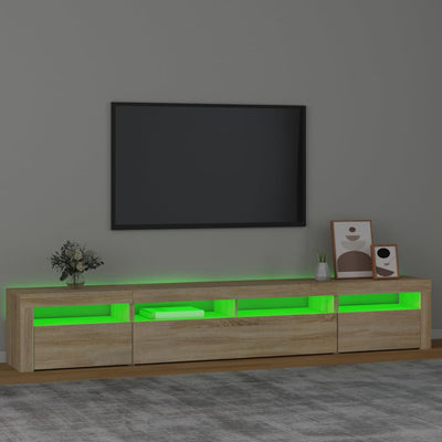 vidaXL TV Cabinet with LED Lights Black 240x35x40 cm