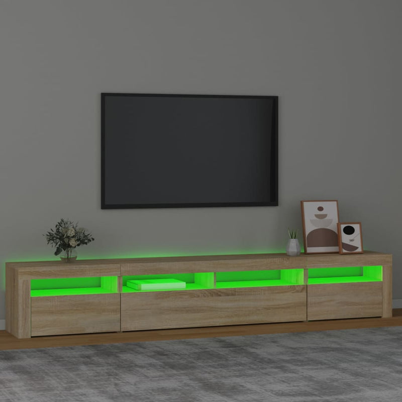 vidaXL TV Cabinet with LED Lights Black 240x35x40 cm