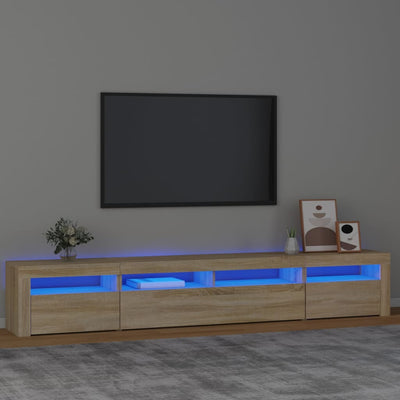 vidaXL TV Cabinet with LED Lights Black 240x35x40 cm