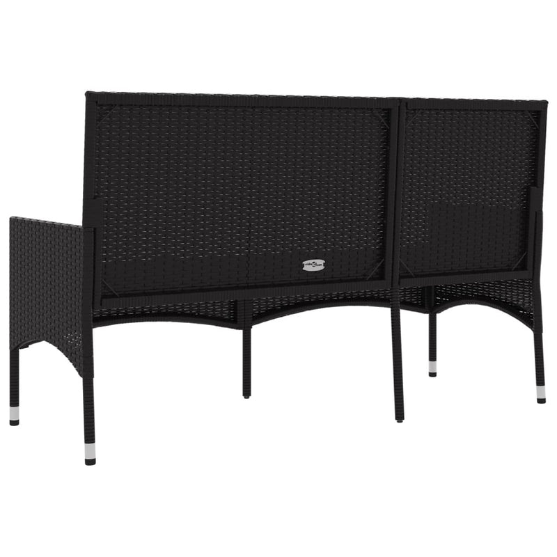vidaXL 3-Seater Garden Bench with Cushions Grey Poly Rattan