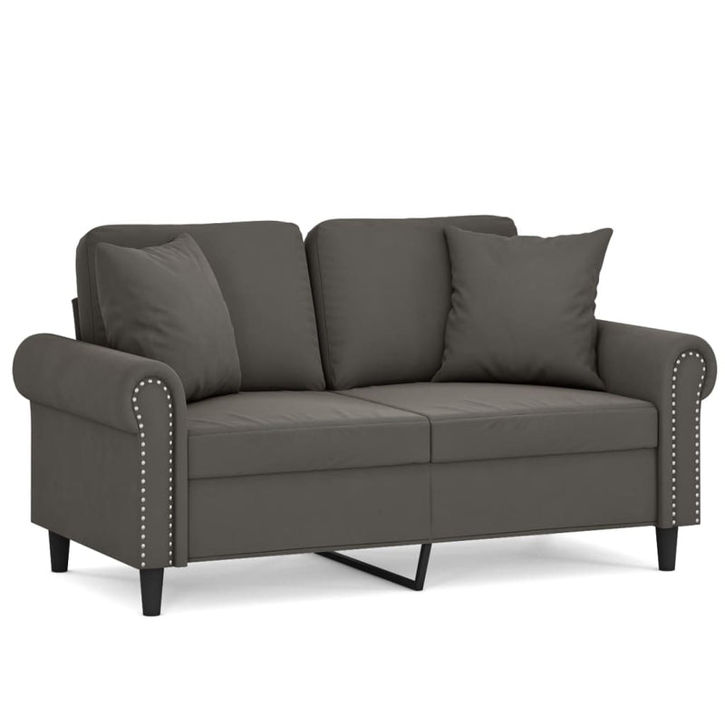 vidaXL 2-Seater Sofa with Pillows&Cushions Dark Grey 120 cm Velvet