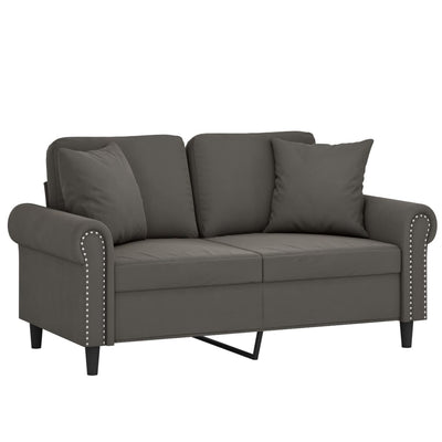 vidaXL 2-Seater Sofa with Pillows&Cushions Dark Grey 120 cm Velvet