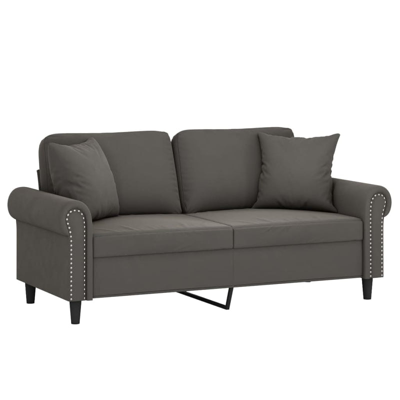 vidaXL 2-Seater Sofa with Pillows&Cushions Dark Grey 120 cm Velvet