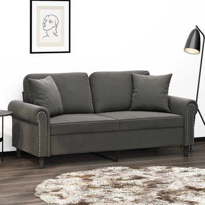vidaXL 2-Seater Sofa with Pillows&Cushions Dark Grey 120 cm Velvet