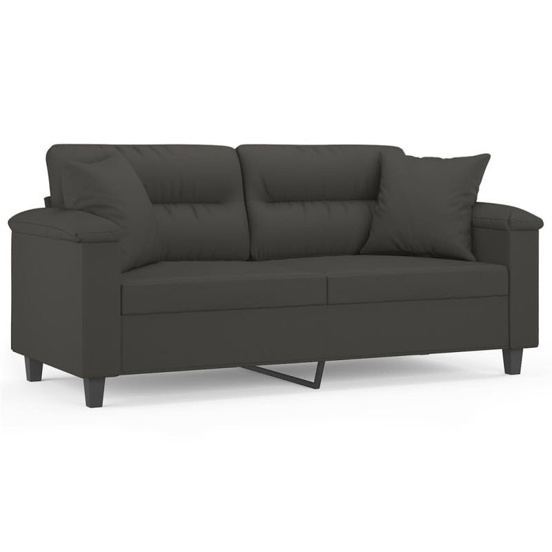 vidaXL 2-Seater Sofa with Pillows&Cushions Dark Grey 120 cm Microfibre Fabric