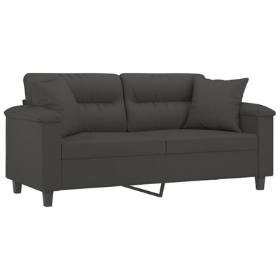 vidaXL 2-Seater Sofa with Pillows&Cushions Dark Grey 120 cm Microfibre Fabric
