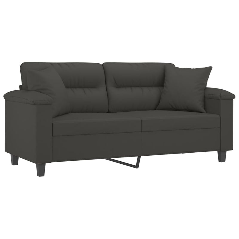 vidaXL 2-Seater Sofa with Pillows&Cushions Dark Grey 120 cm Microfibre Fabric