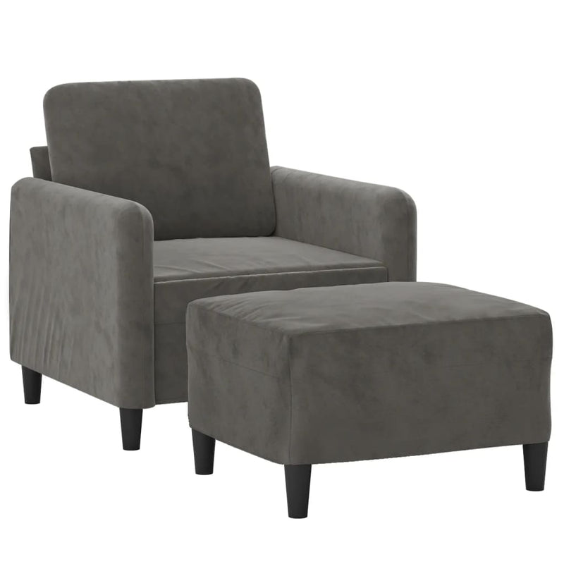 vidaXL Sofa Chair with Footstool Dark Grey 60 cm Velvet