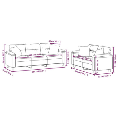 vidaXL 3 Piece Sofa Set with Pillows Dark Grey Microfibre Fabric