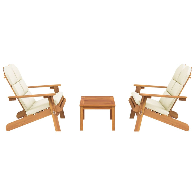 vidaXL 3 Piece Adirondack Garden Lounge Set Solid Wood Acacia