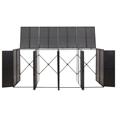 vidaXL Quadruple Wheelie Bin Shed Black 274x80x117 cm Poly Rattan
