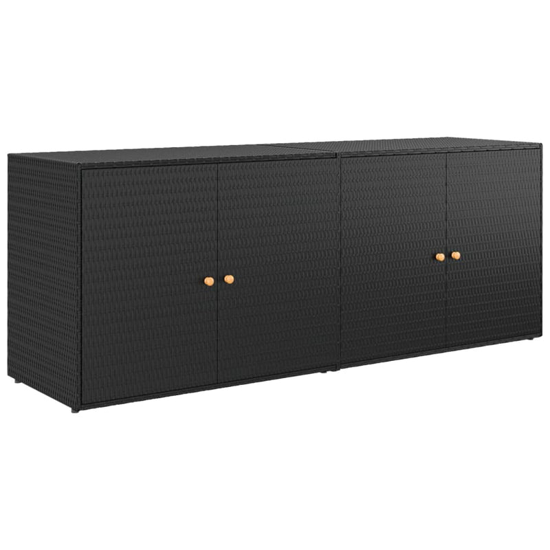 vidaXL Garden Storage Cabinet Black 100x55.5x80 cm Poly Rattan