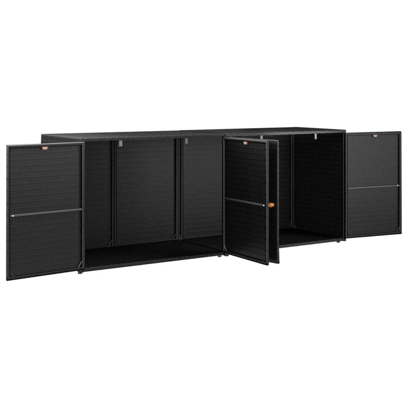 vidaXL Garden Storage Cabinet Black 100x55.5x80 cm Poly Rattan