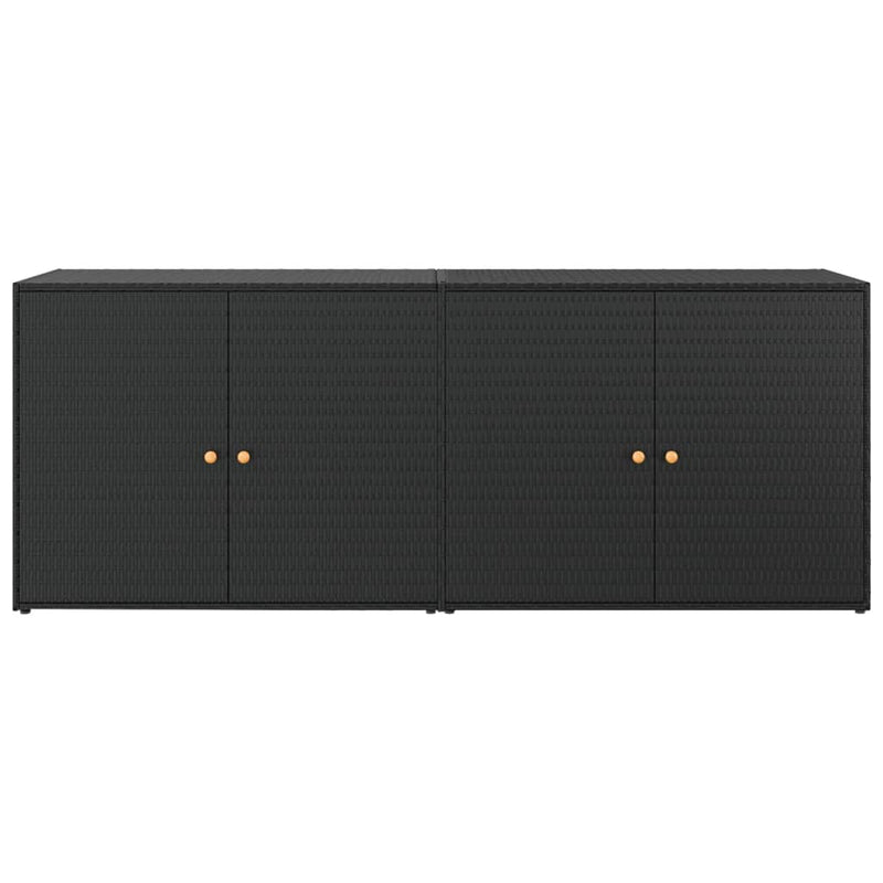 vidaXL Garden Storage Cabinet Black 100x55.5x80 cm Poly Rattan