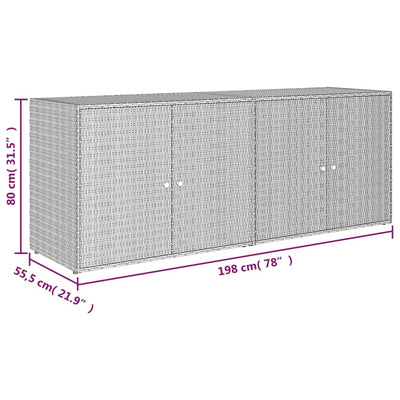 vidaXL Garden Storage Cabinet Black 100x55.5x80 cm Poly Rattan