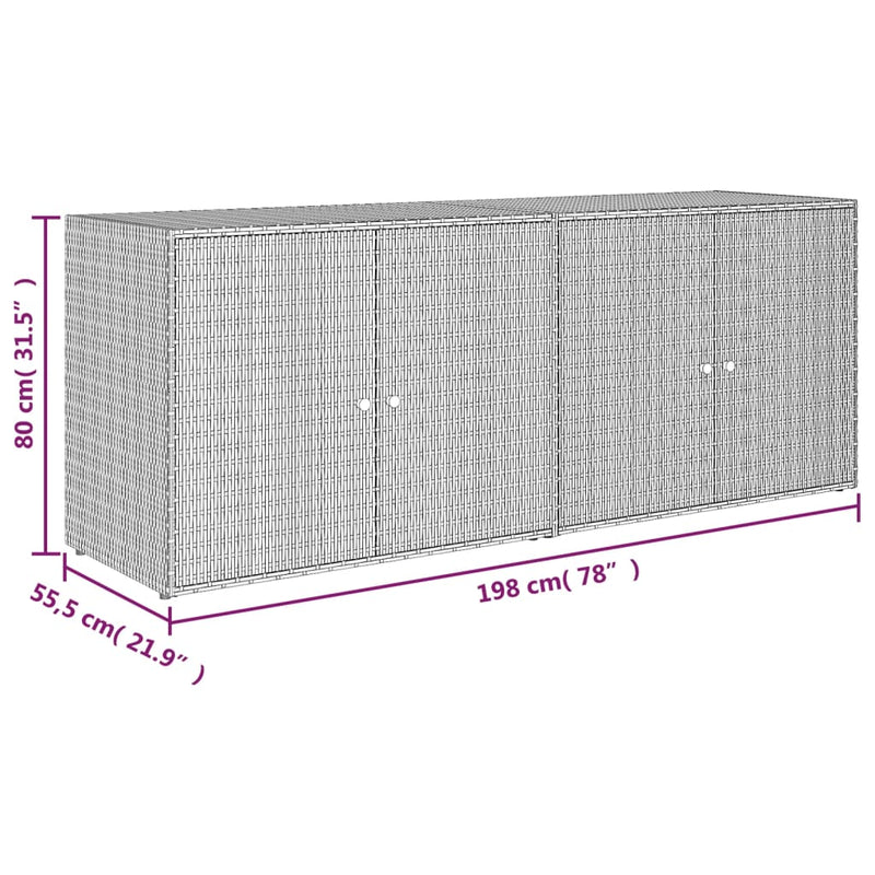 vidaXL Garden Storage Cabinet Black 100x55.5x80 cm Poly Rattan