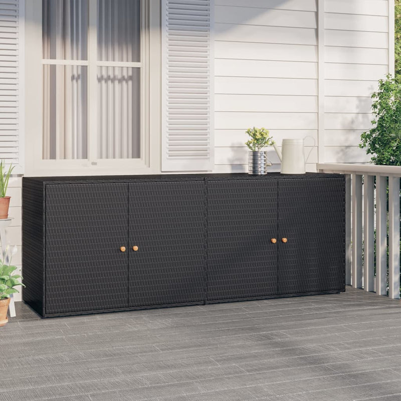vidaXL Garden Storage Cabinet Black 100x55.5x80 cm Poly Rattan