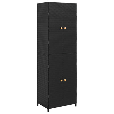 vidaXL Garden Storage Cabinet Black 59x40x180 cm Poly Rattan