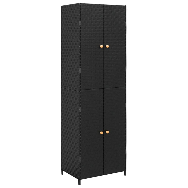 vidaXL Garden Storage Cabinet Black 59x40x180 cm Poly Rattan