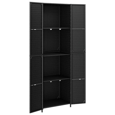 vidaXL Garden Storage Cabinet Black 59x40x180 cm Poly Rattan