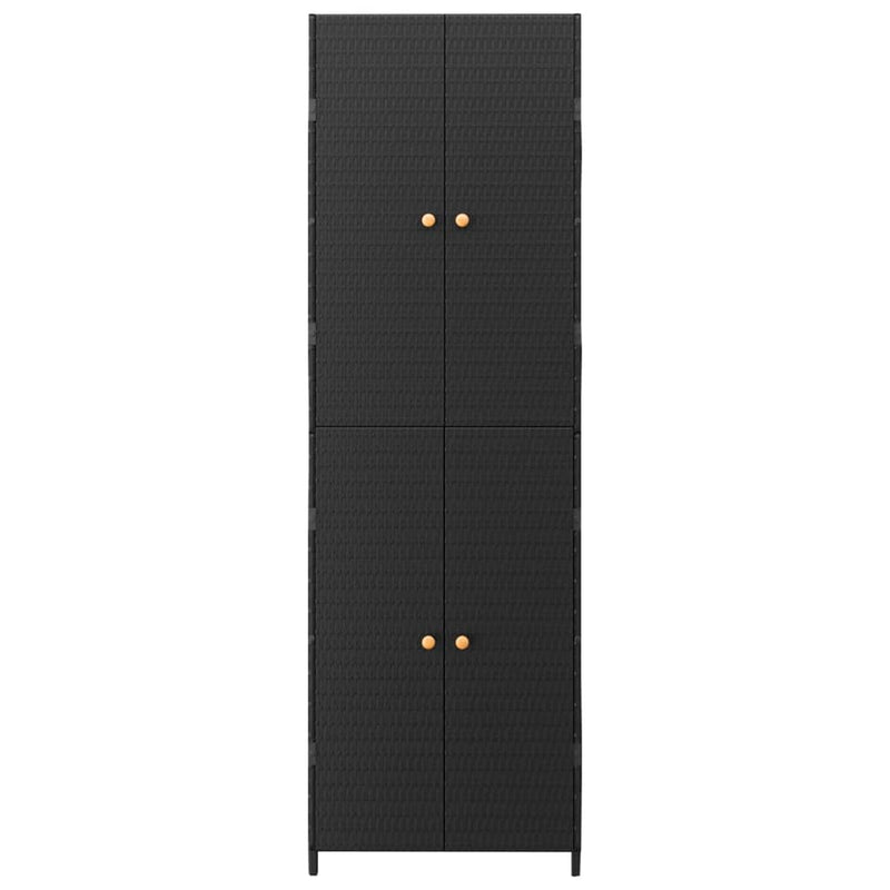 vidaXL Garden Storage Cabinet Black 59x40x180 cm Poly Rattan