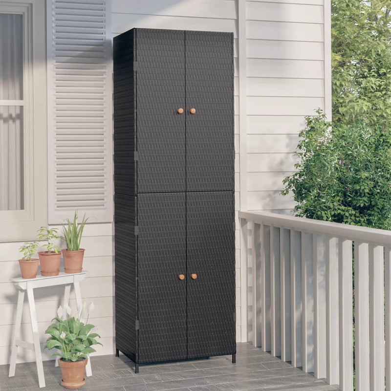 vidaXL Garden Storage Cabinet Black 59x40x180 cm Poly Rattan