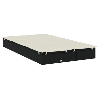 vidaXL 2-Person Sunbed with Cushions Grey Poly Rattan