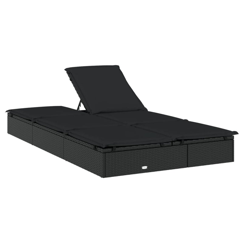 vidaXL 2-Person Sunbed with Cushions Grey Poly Rattan