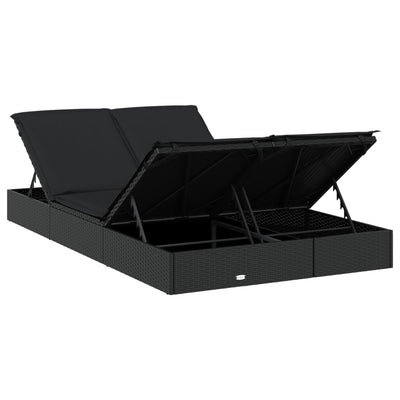 vidaXL 2-Person Sunbed with Cushions Grey Poly Rattan