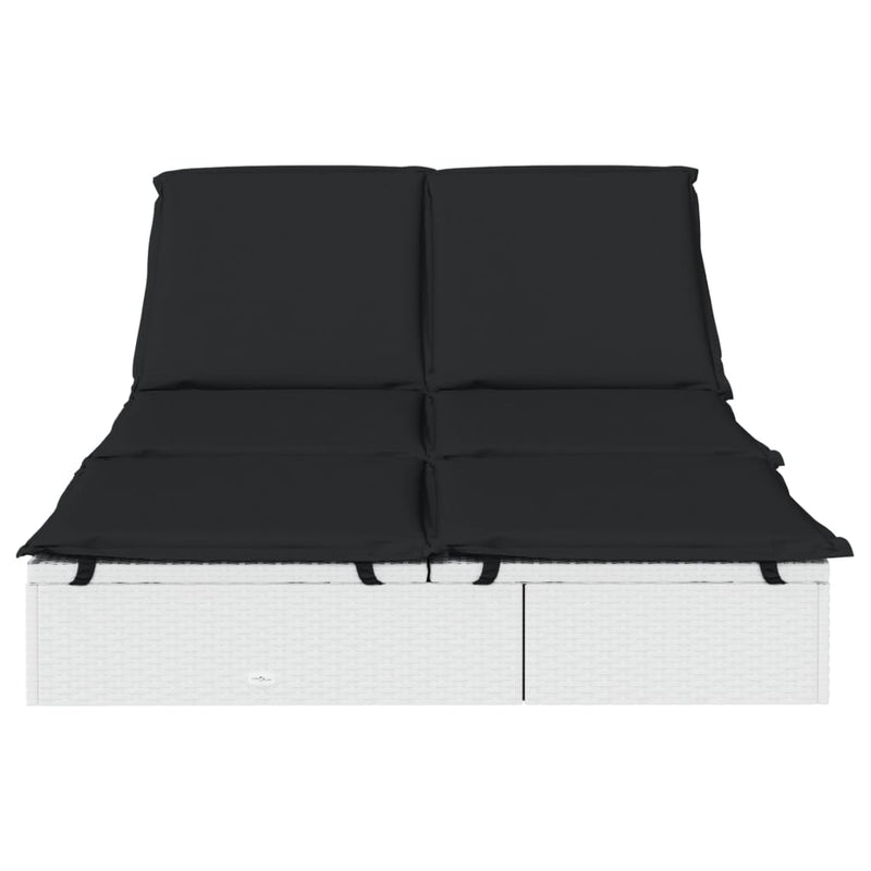 vidaXL 2-Person Sunbed with Cushions Grey Poly Rattan