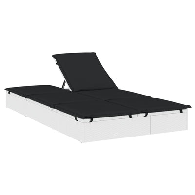 vidaXL 2-Person Sunbed with Cushions Grey Poly Rattan