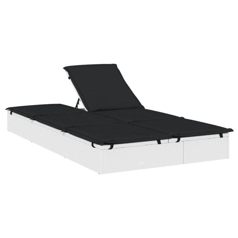 vidaXL 2-Person Sunbed with Cushions Grey Poly Rattan