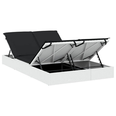 vidaXL 2-Person Sunbed with Cushions Grey Poly Rattan