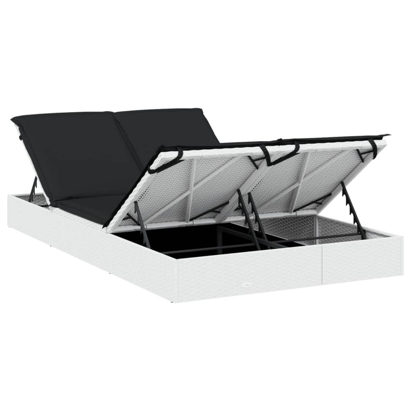 vidaXL 2-Person Sunbed with Cushions Grey Poly Rattan