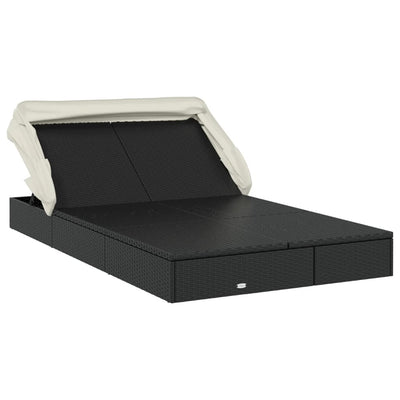 vidaXL 2-Person Sunbed with Foldable Roof Grey 213x118x97 cm Poly Rattan