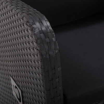 vidaXL Reclining Garden Chairs with Cushions 2 pcs Black Poly Rattan