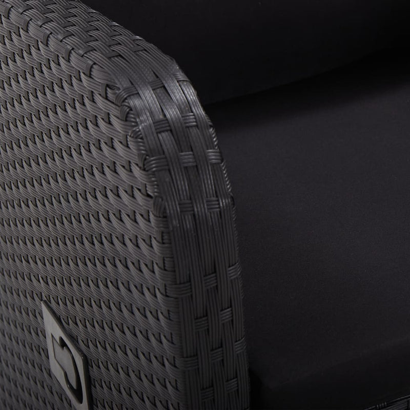 vidaXL Reclining Garden Chairs with Cushions 2 pcs Black Poly Rattan