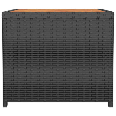 vidaXL Tea Table with Wooden Top Black Poly Rattan&Solid Wood Acacia
