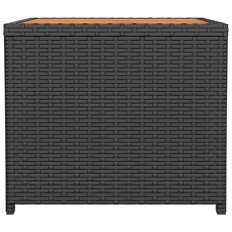 vidaXL Tea Table with Wooden Top Black Poly Rattan&Solid Wood Acacia