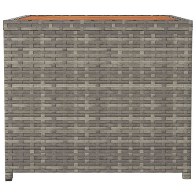 vidaXL Tea Table with Wooden Top Black Poly Rattan&Solid Wood Acacia