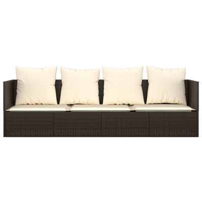 vidaXL Outdoor Lounge Bed with Cushions Brown Poly Rattan