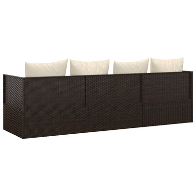 vidaXL Outdoor Lounge Bed with Cushions Brown Poly Rattan