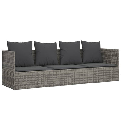 vidaXL Outdoor Lounge Bed with Cushions Brown Poly Rattan