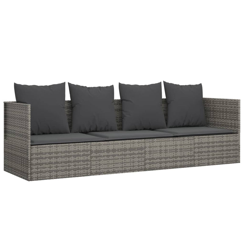 vidaXL Outdoor Lounge Bed with Cushions Brown Poly Rattan